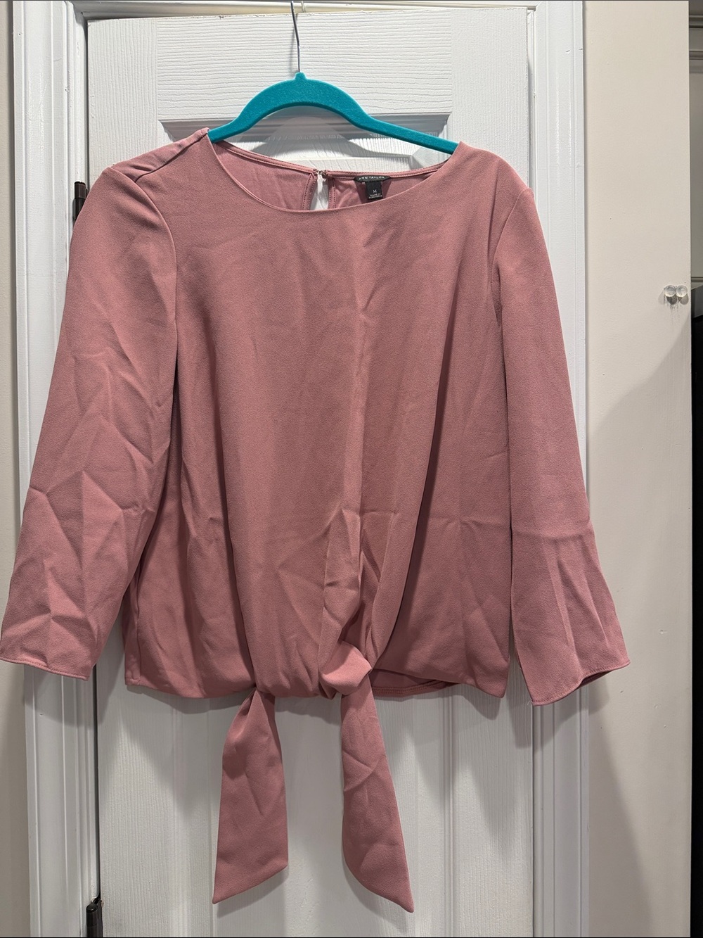 Ann Taylor Dusty Rose Tie-Front Blouse